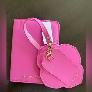 Kendra Scott Luggage Tag and Passport Holder in Pink NWT